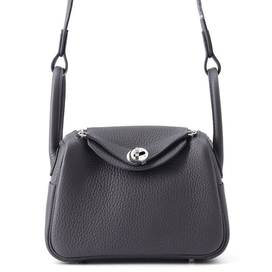 Hermes Lindy Mini Ardoise Silver Taurillon Clemence 2-Way