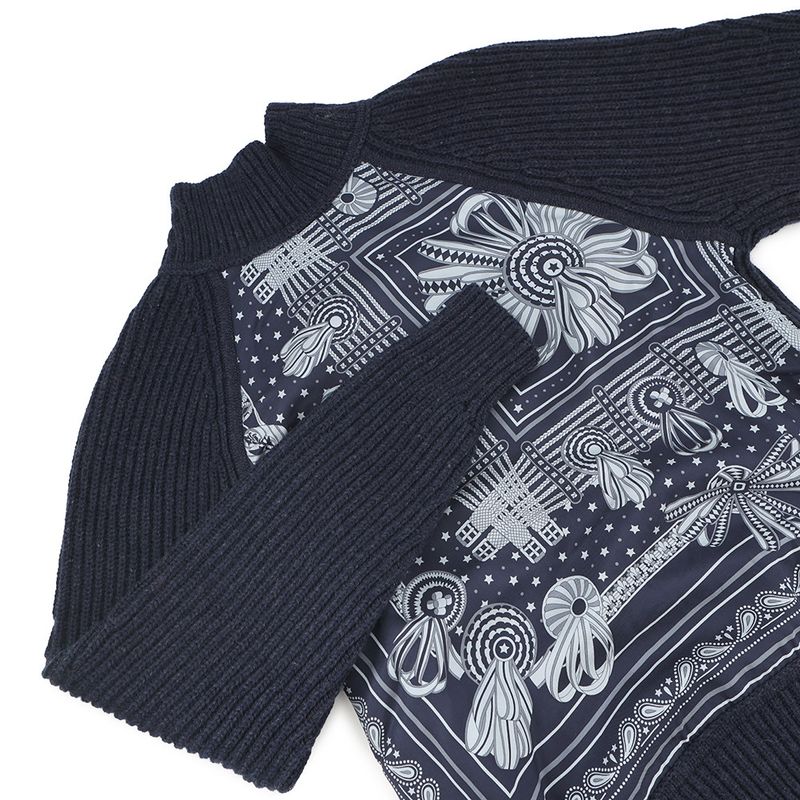 Hermes Sweater Horse Ribbon Decoration Twill Lane High Neck Knit Cashmere Silk