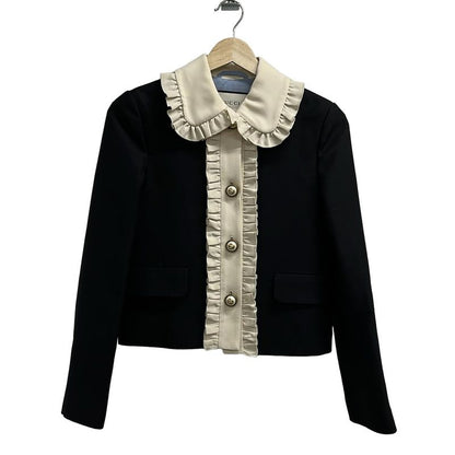Gucci Jacket Size 36 S Women - 452943 Zhm88 Black And Ivory Long Sleeve Silk