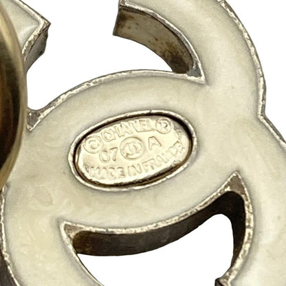 Chanel Earrings Coco Mark Ivory And Gold Rhinestone