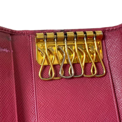 Prada Key Case - 1m0222 Pink 6 Hooks Leather