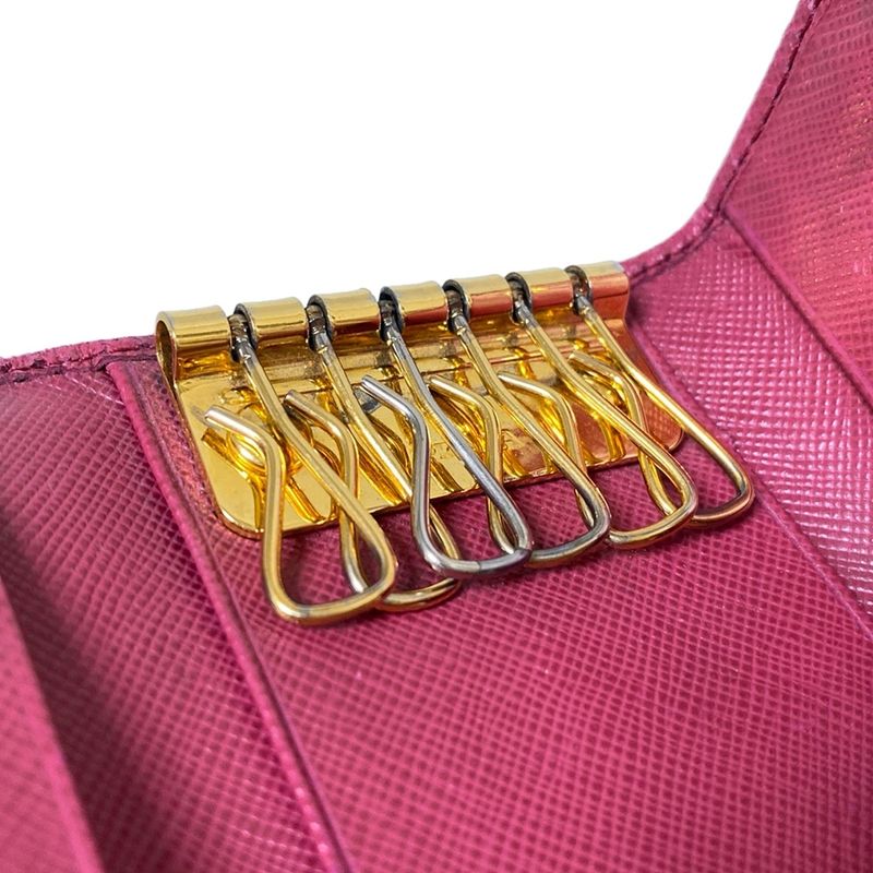 Prada Key Case - 1m0222 Pink 6 Hooks Leather