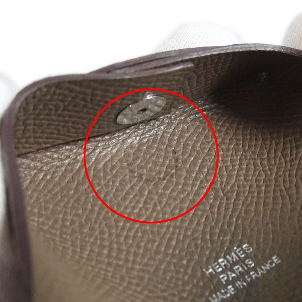 Hermes Wallet Bastia Women'S Men'S Brand Coin Case Vaux Epson Etain