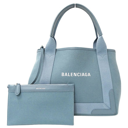 Balenciaga Bag Women'S Brand Tote Bag Handbag Navy Cabas S Canvas Light Blue