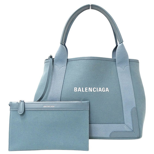 Balenciaga Bag Women'S Brand Tote Bag Handbag Navy Cabas S Canvas Light Blue