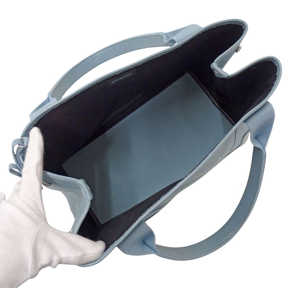 Balenciaga Bag Women'S Brand Tote Bag Handbag Navy Cabas S Canvas Light Blue