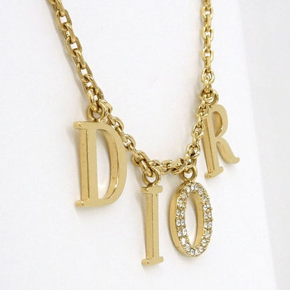 Dior Necklace Logo Metal GP Gold Color GD Rhinestone Approx 8.0g