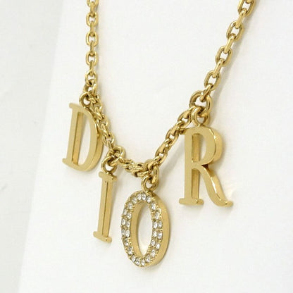 Dior Necklace Logo Metal GP Gold Color GD Rhinestone Approx 8.0g
