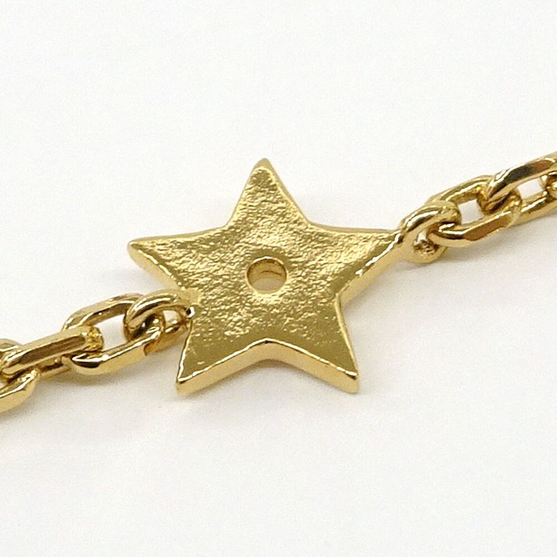 Dior Necklace Logo Metal GP Gold Color GD Rhinestone Approx 8.0g
