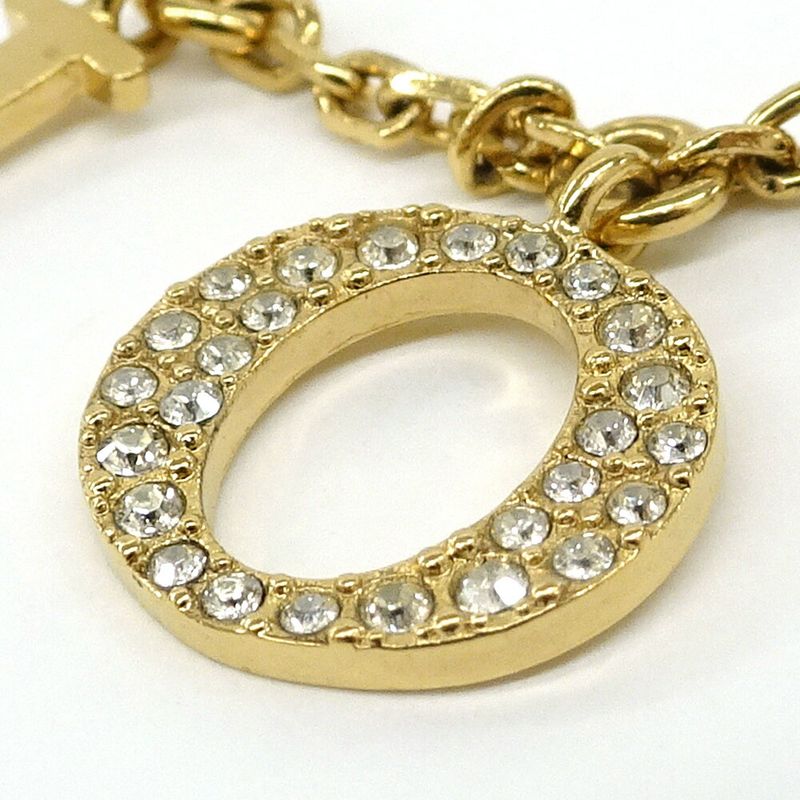 Dior Necklace Logo Metal GP Gold Color GD Rhinestone Approx 8.0g