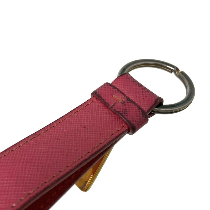 Prada Key Holder (charm ) - Pink X Silver X Gold Leather