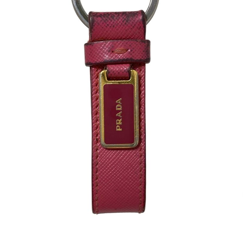 Prada Key Holder (charm ) - Pink X Silver X Gold Leather