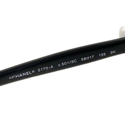 Chanel Sunglasses - 5170-a Black And White Ribbon Silver Hardware