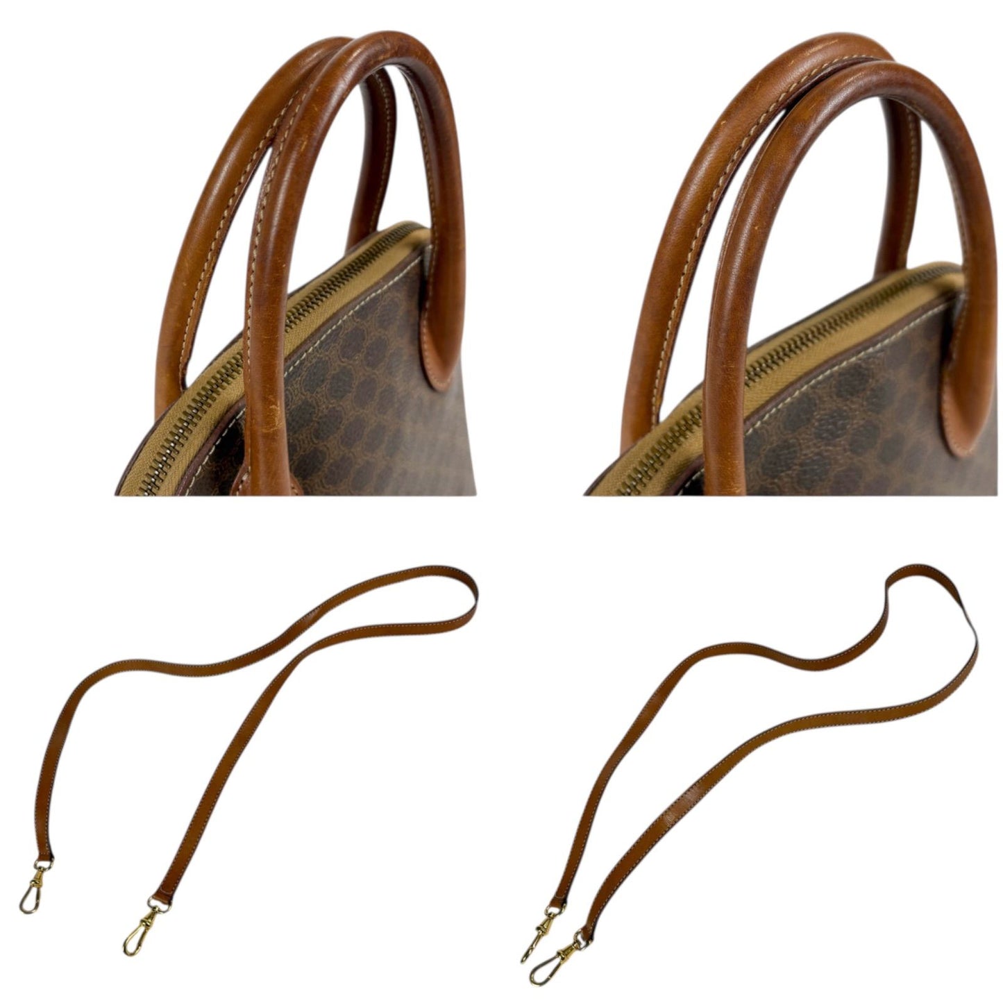 Celine 2way Mini Top Handle Bag Macadam Pattern Pvcleather Brown