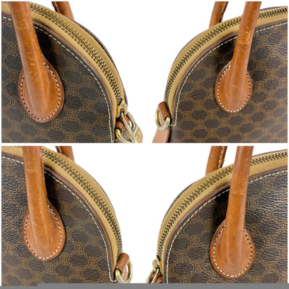 Celine 2way Mini Top Handle Bag Macadam Pattern Pvcleather Brown