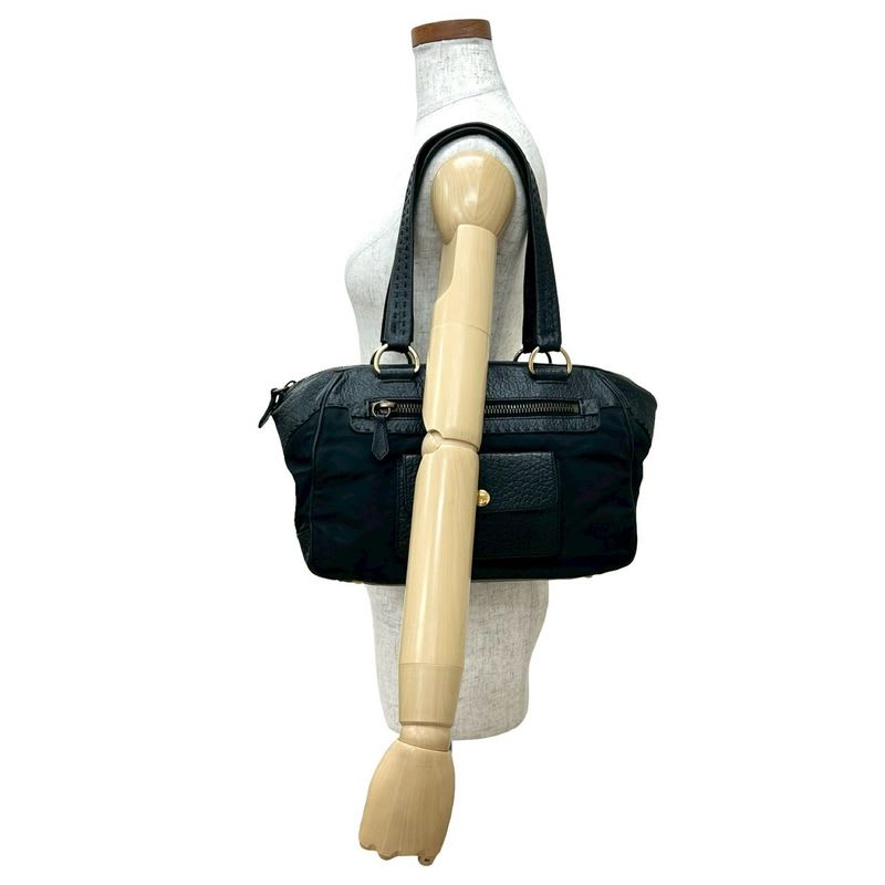 Prada Triangle Logo Hardware Tessuto Nylon Leather Tote Bag