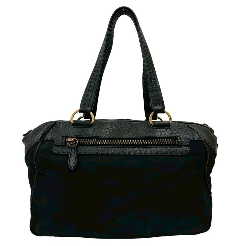 Prada Triangle Logo Hardware Tessuto Nylon Leather Tote Bag
