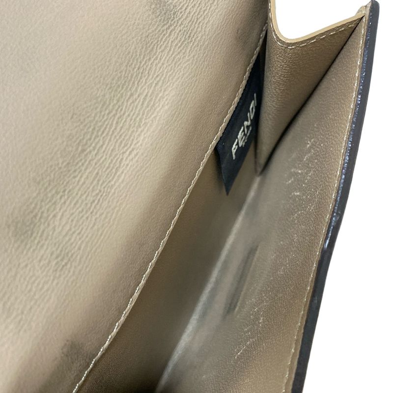 Fendi W Hook Wallet Peekaboo 8m0438 Beige Leather