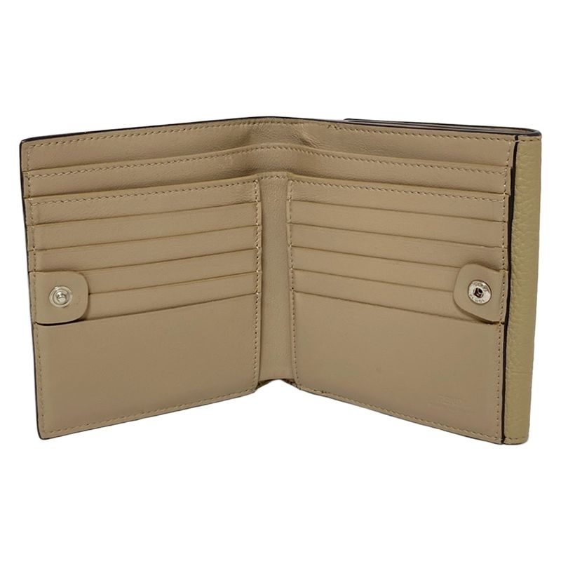 Fendi W Hook Wallet Peekaboo 8m0438 Beige Leather