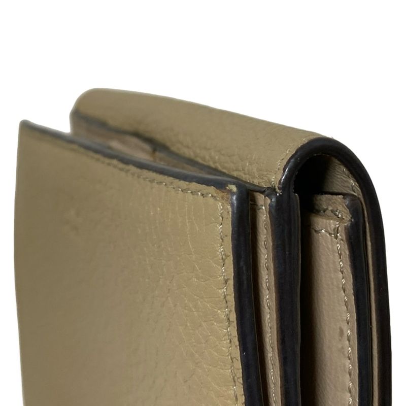 Fendi W Hook Wallet Peekaboo 8m0438 Beige Leather