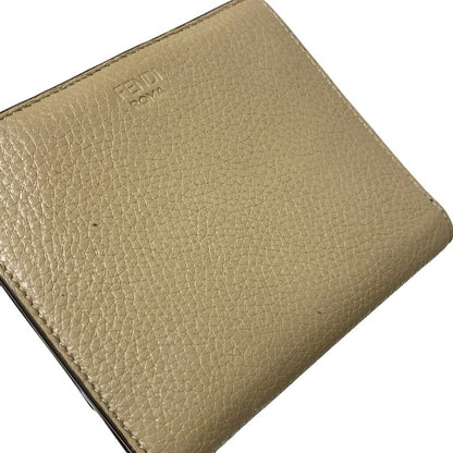 Fendi W Hook Wallet Peekaboo 8m0438 Beige Leather