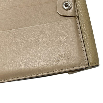 Fendi W Hook Wallet Peekaboo 8m0438 Beige Leather