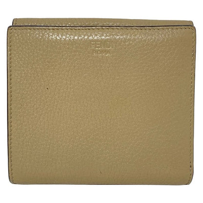 Fendi W Hook Wallet Peekaboo 8m0438 Beige Leather