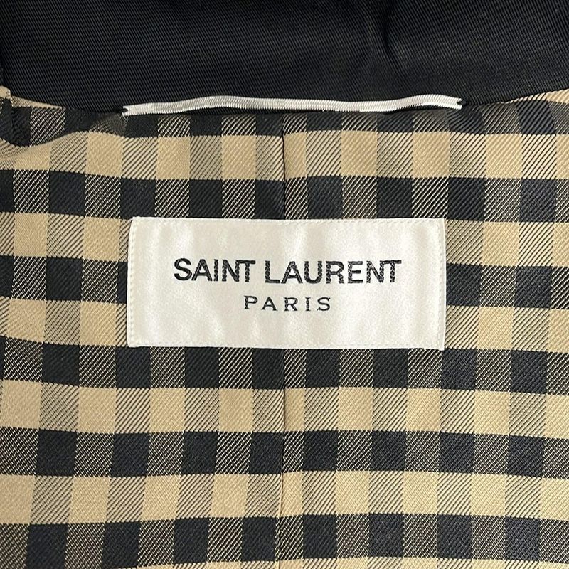Saint Laurent Paris Trench Coat Size 54 Mens - 310260 Black Long Sleeves Spring