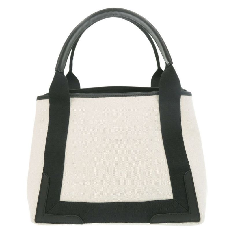 Balenciaga Navy Cabas S Canvas Leather Natural Black Handbag 0615 Balenciaga