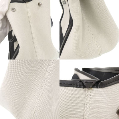 Balenciaga Navy Cabas S Canvas Leather Natural Black Handbag 0615 Balenciaga