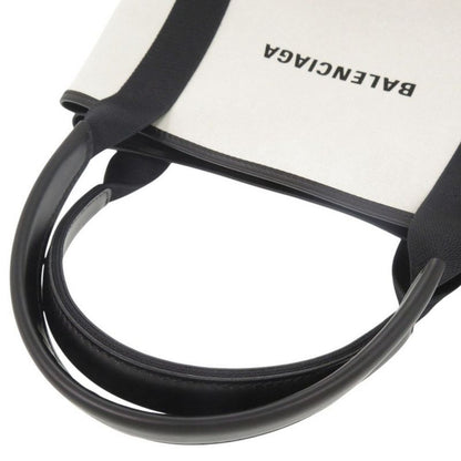 Balenciaga Navy Cabas S Canvas Leather Natural Black Handbag 0615 Balenciaga