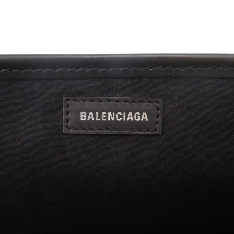 Balenciaga Navy Cabas S Canvas Leather Natural Black Handbag 0615 Balenciaga