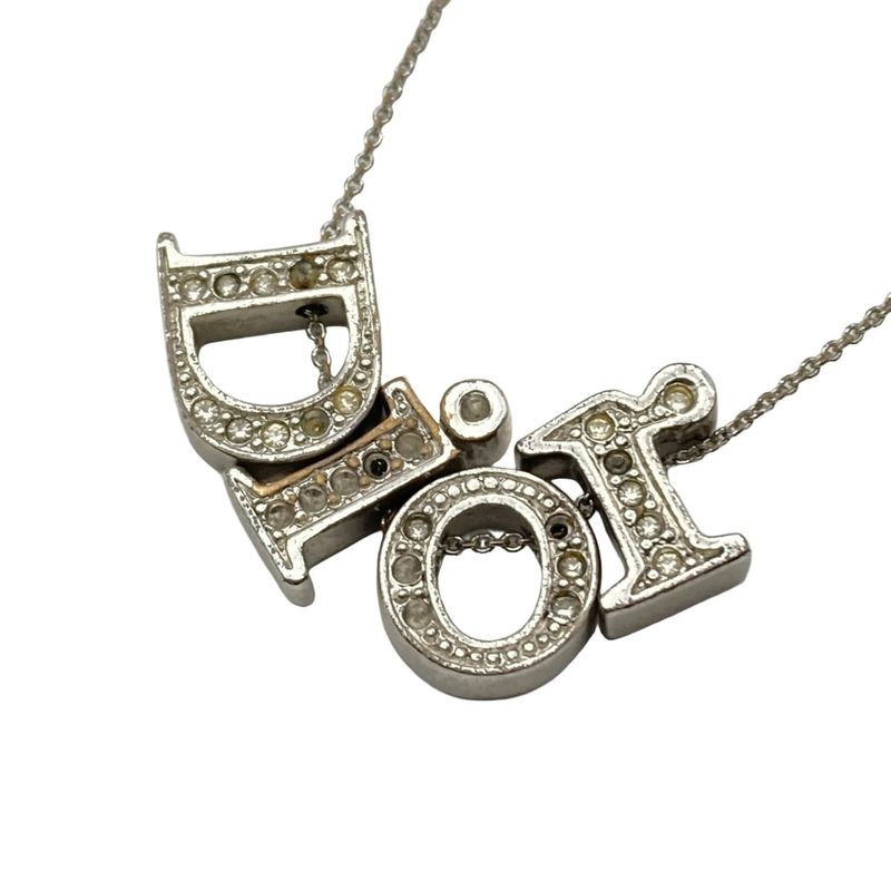 DIOR Christian Dior Necklace - Silver And Clear Dior Motif