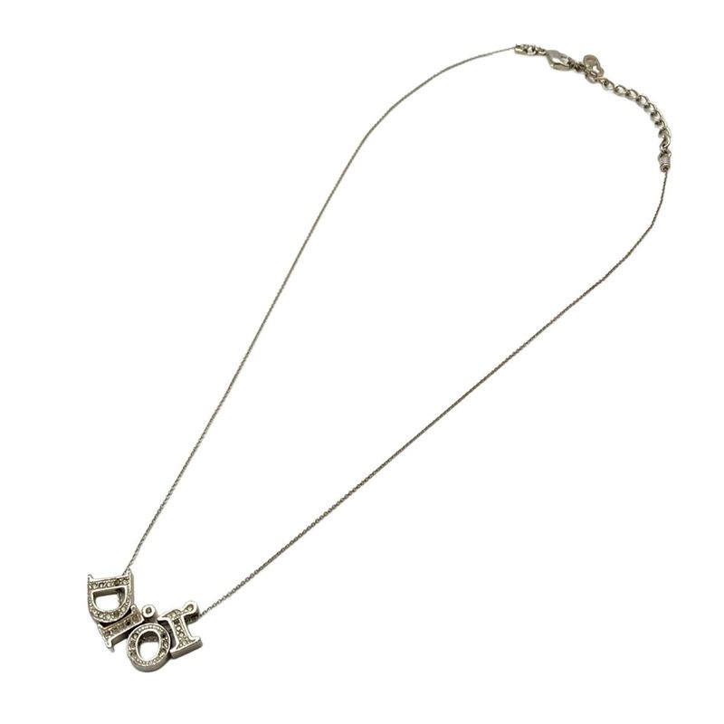 DIOR Christian Dior Necklace - Silver And Clear Dior Motif