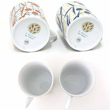 Hermes Mug <walk In The Garden> Set Of 2 Mugs Porcelain P Blue