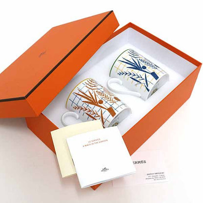 Hermes Mug <walk In The Garden> Set Of 2 Mugs Porcelain P Blue