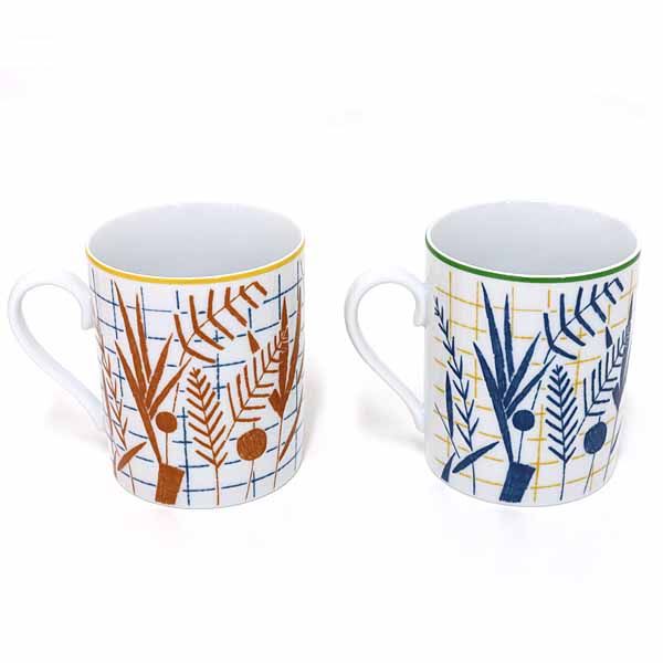 Hermes Mug <walk In The Garden> Set Of 2 Mugs Porcelain P Blue