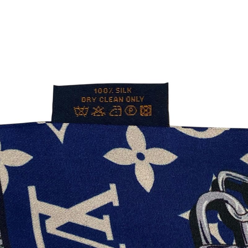 Louis Vuitton Twilly Scarf Bandeau Monogram Confidential Blue Ladies 100% Silk