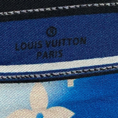 Louis Vuitton Twilly Scarf Bandeau Monogram Confidential Blue Ladies 100% Silk
