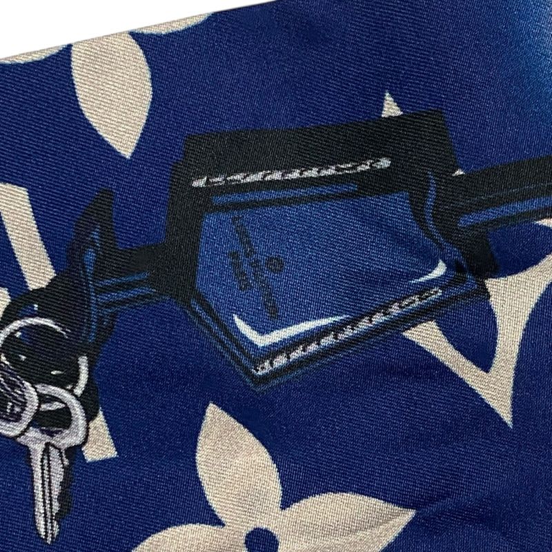 Louis Vuitton Twilly Scarf Bandeau Monogram Confidential Blue Ladies 100% Silk