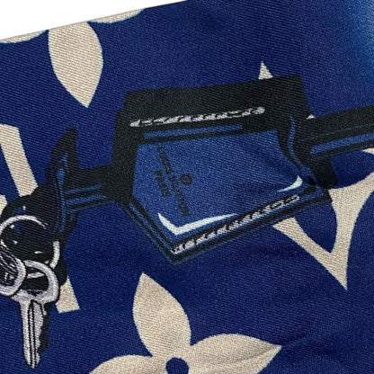 Louis Vuitton Twilly Scarf Bandeau Monogram Confidential Blue Ladies 100% Silk