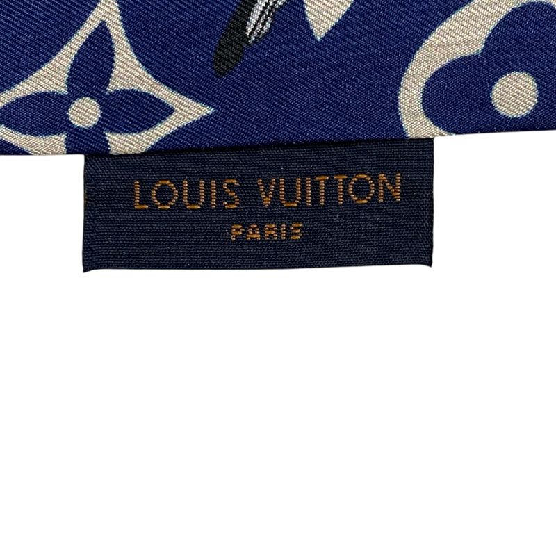 Louis Vuitton Twilly Scarf Bandeau Monogram Confidential Blue Ladies 100% Silk