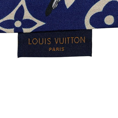 Louis Vuitton Twilly Scarf Bandeau Monogram Confidential Blue Ladies 100% Silk