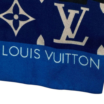 Louis Vuitton Twilly Scarf Bandeau Monogram Confidential Blue Ladies 100% Silk