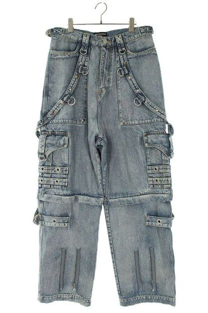 Balenciaga 681693 Tjw60 Studded Decorated Multi Pocket Parachute Denim Pants