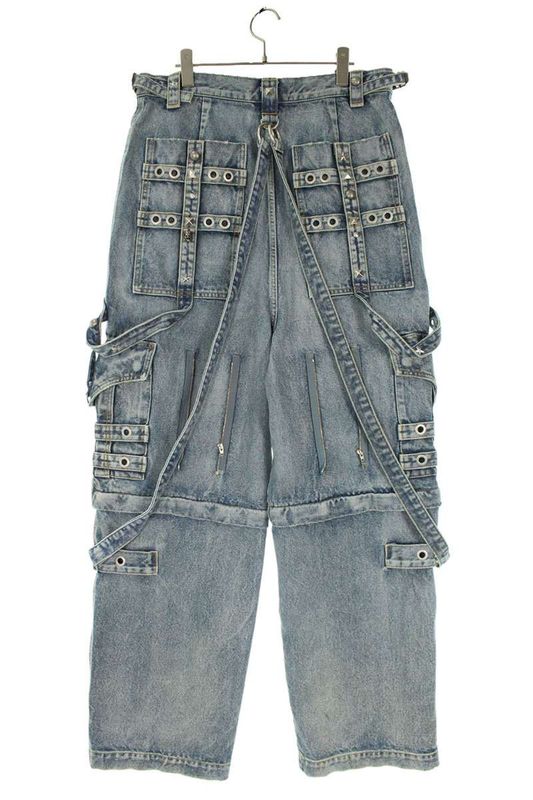 Balenciaga 681693 Tjw60 Studded Decorated Multi Pocket Parachute Denim Pants