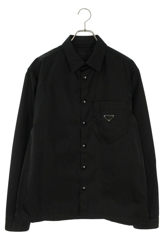 Prada Sc514 S2021 WQ8 Re-nylon Logo Plate Nylon Long Sleeve Shirt Men's M