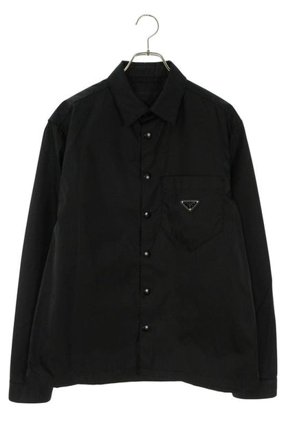 Prada Sc514 S2021 WQ8 Re-nylon Logo Plate Nylon Long Sleeve Shirt Men's M