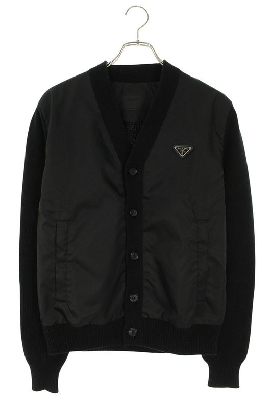 Prada Umg371 Triangle Plate Wool Cashmere Cardigan Men 44