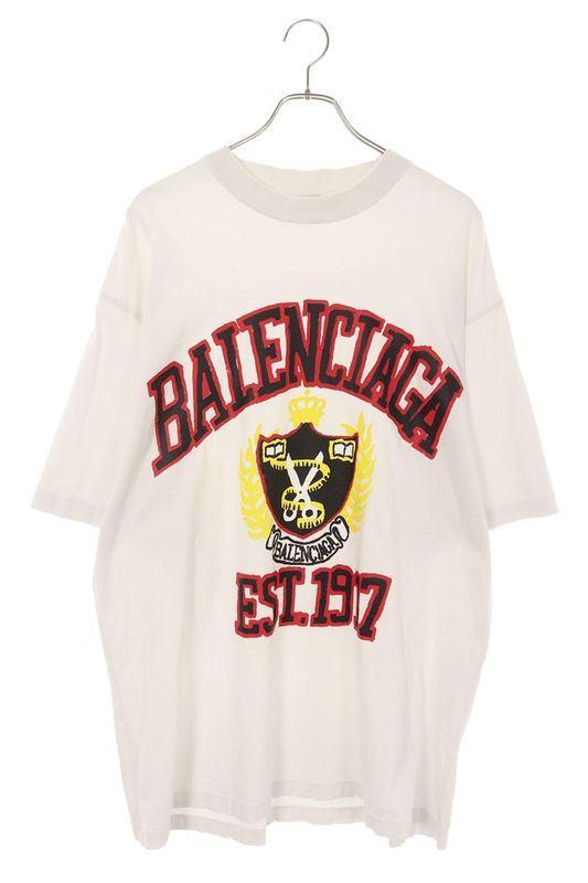 Balenciaga 23SS 739784 Tovk1 Medium Fit College Logo Print T-shirt Men's L